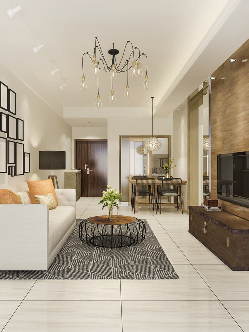 Modern Minimal Living Room design in Bangalore